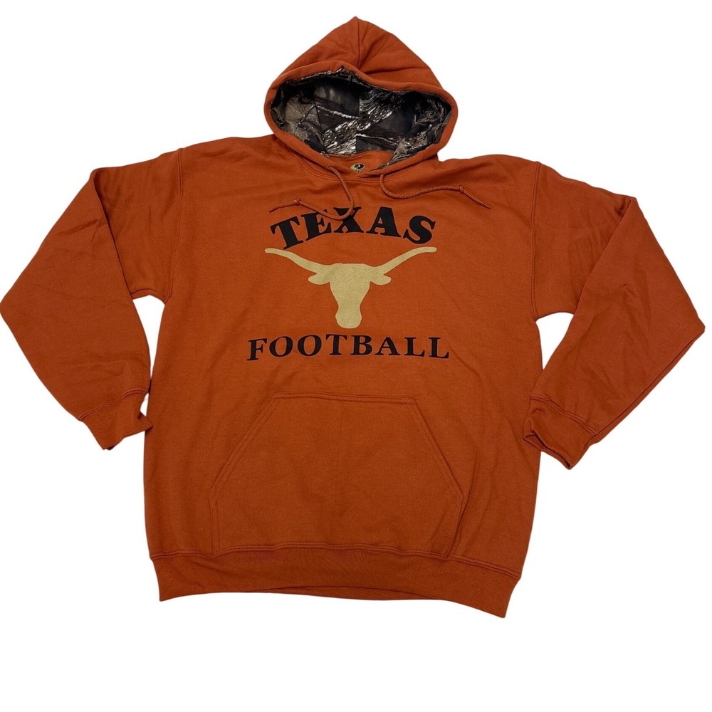 Mossy Oak Texas Football Burnt Orange Hoodie Camo Lined Medium Longhorns Hoodie
